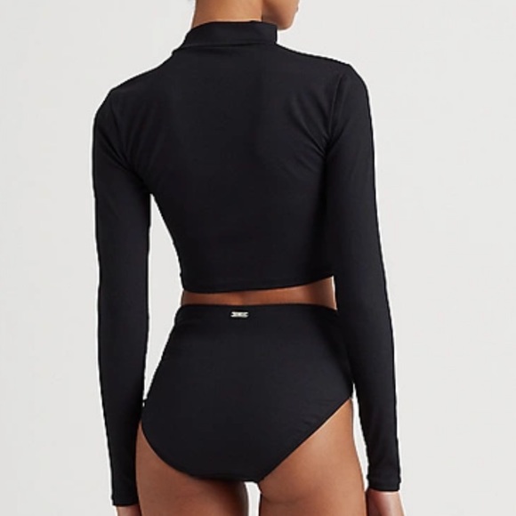 Ralph Lauren Rib Solids Cropped Mock Neck Rashguard - Picture 4 of 14